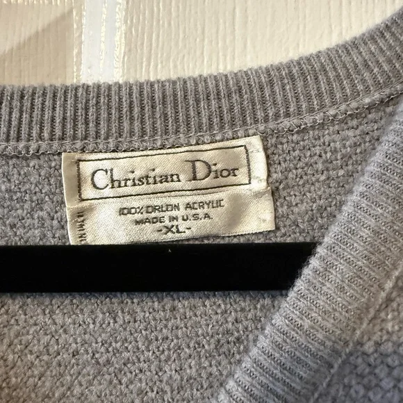EUC Christian Dior XL Gray V-Neck Sweater